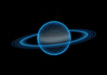 Stunning Blue Nebula Planet with Rings: Space Background Image