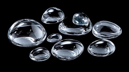 Transparent Bubbles on Black Background