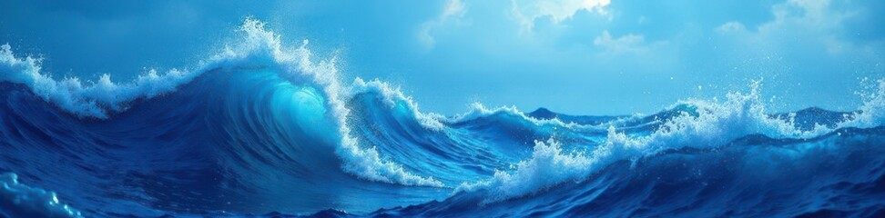 Fototapeta premium Abstract blue ocean wave, textured backdrop, fluid motion , line, environment, pattern