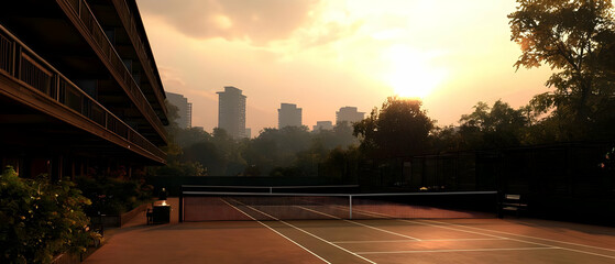 Fototapeta premium Sunset over a tennis court