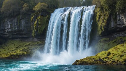 Fototapeta premium Cascading majesty of a majestic waterfall