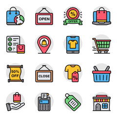 Set of Shopping Flat Icons