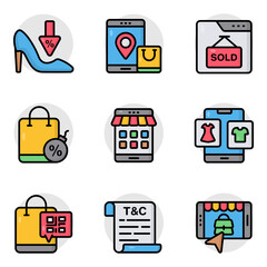 Set of Shopping and Spending Flat Icons