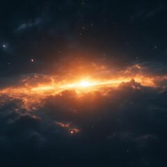 Fototapeta premium Cosmic dawn, nebulae, celestial light