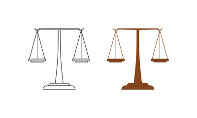 Scales icon set . Law scale icon. Justice sign 