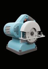Stylized Circular Saw Illustration with Playful Blue and Gray Palette