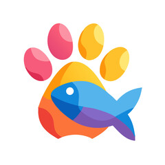 Obraz premium Colorful Paw Fish Icon 