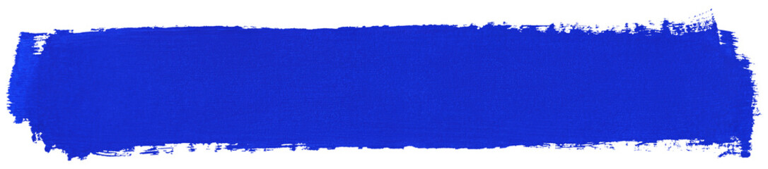 Hand painted blue stroke of paint isolated on transparent background