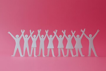Fototapeta premium Paper People Group Celebrating Unity Success