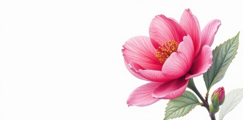 Obraz premium Delicate pink & red watercolor flower blossom on white , isolated, nature, white