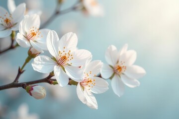 Obraz premium Delicate white blossoms, pristine backdrop Pure elegance , white aesthetic, peaceful, still life