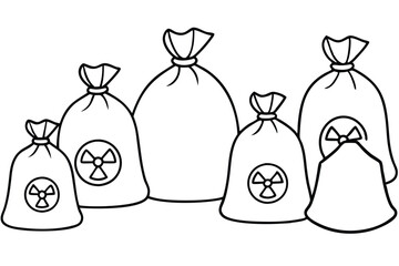 Biohazard waste bags safety Line art