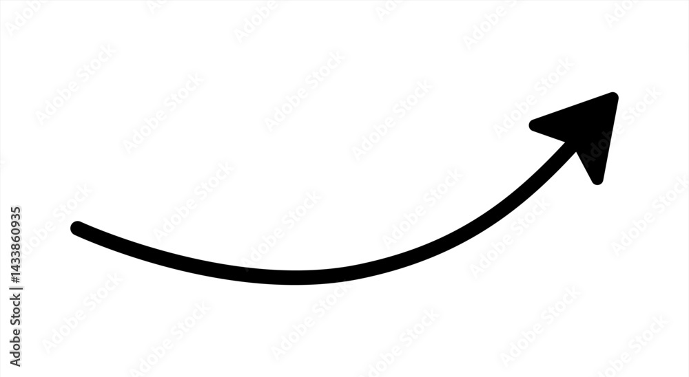 Poster wavy curved long arrow icon. long line arrow vector. flat style arrow symbol. arrow on a white backg