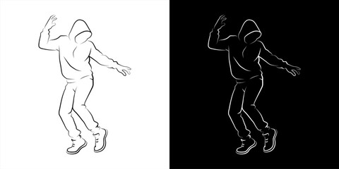 Fototapeta premium Hip-Hop Dancer single Line Drawing, vector 10 eps.