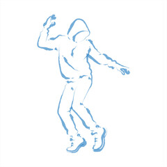 Hip-Hop Dancer single Line Drawing, vector 10 eps.