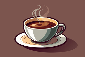 Fototapeta premium Warm cup of coffee steaming on a cozy table setting during a relaxing morning at home