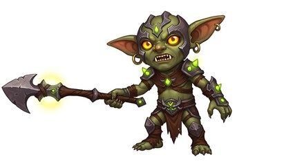 Fototapeta premium Goblin Warrior with Spear: Fantasy Art