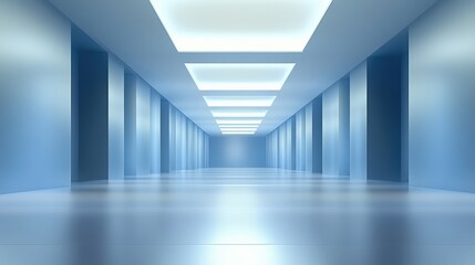 Fototapeta premium Empty Modern Blue Corridor