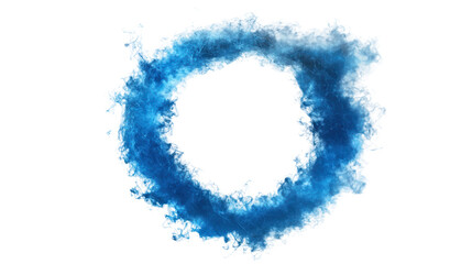 Abstract smoke particle circle isolated on transparent background. Blue smoke particle circle