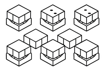 Bite Blocks Minimal Design Line Art