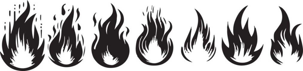 Fire flame icon. isolated silhouette vector illustration