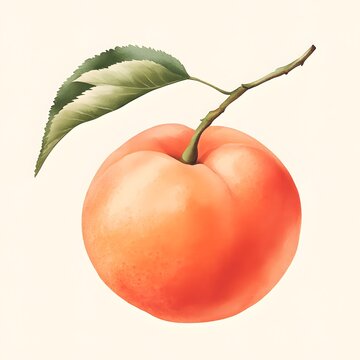 orange peach with green leaf clip art preview
