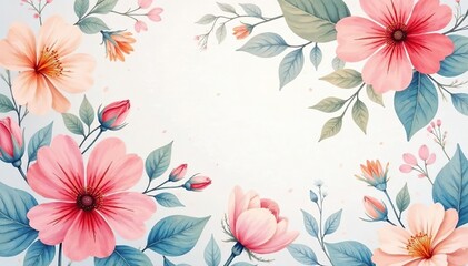 Obraz premium Delicate watercolor floral pattern, soft pastel shades, background, illustration