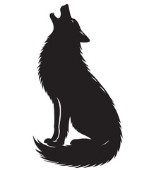 silhouette of a wolf howling vector, wolf howling vector