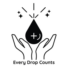 Blood donation awareness health save life medical emergency volunteer kindness charity humanity icon vector illustration in black white outline style.
