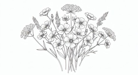 Flower outline isolated on white background