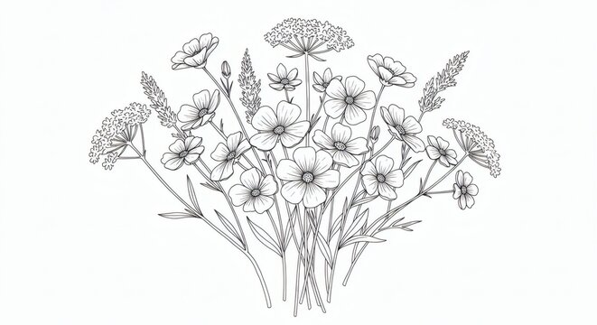 Flower outline isolated on white background