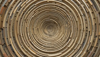 Naklejka premium Cylindrical pattern installation art gallery photography indoor environment top-down view contemporary design aesthetics