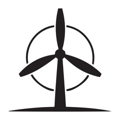 Windmill, turbine icon illustration. Vector Black silhouettes. with white background