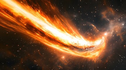 A vivid depiction of a wormhole opening near a distant galaxy, showcasing light bending and stars distorting in a surreal landscape.