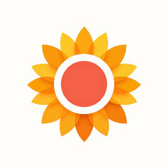 Abstract Orange and Yellow Flower with Red Center