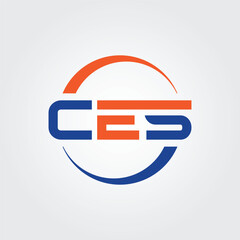 Lettering CES initial logo icon illustration