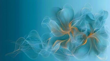Obraz premium Abstract Flowing Lines in Vibrant Colors on a Soft Blue Background for Creative Designs
