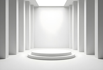 Modern symmetrical stage, clean empty space, simple design,Suitable for displaying products.