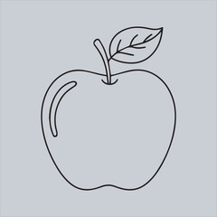 Simple Apple Outline Drawing,Black and White Apple Illustration,Hand Drawn Apple with Leaf,Apple Line Art Design,Minimalist Apple Sketch,Apple Contour Vector Art,Fresh Apple Outline Graphic