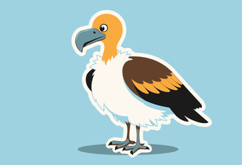 Fototapeta premium Cartoon Vulture with Orange Head and White Feathers