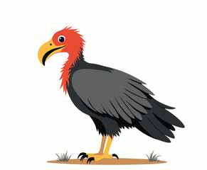 Cartoon vulture with red head and yellow beak