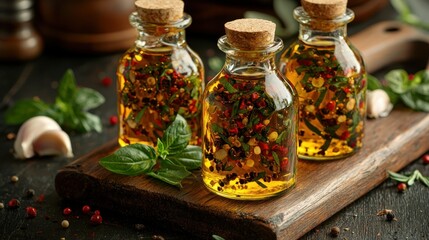 Flavored oils in glass jars