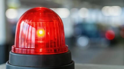 Red warning light signals safety alert and oil maintenance service in gas industry ensuring prompt response and operational safety