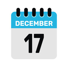 december 17 calendar icon Vector page month design