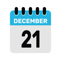 december 21 calendar icon Vector page month design