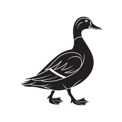 Pekin Duck Standing Black Silhouette Artwork