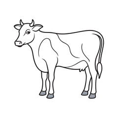Milking Shorthorn Cow Silhouette Vector Artwork