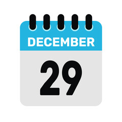 december 29 calendar icon Vector page month design
