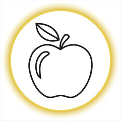 Simple Apple Outline Drawing,Black and White Apple Illustration,Hand Drawn Apple with Leaf,Apple Line Art Design,Minimalist Apple Sketch,Apple Contour Vector Art,Fresh Apple Outline Graphic