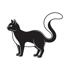 Highlander Cat Curled Ears Silhouette Art